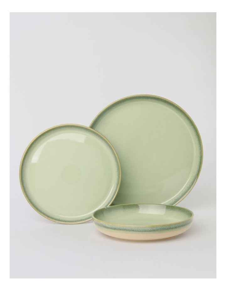 Esperance Celadon Wiped Edge 12pc Dinner Set in Green