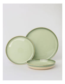Esperance Celadon Wiped Edge 12pc Dinner Set in Green