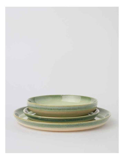Esperance Celadon Wiped Edge 12pc Dinner Set in Green