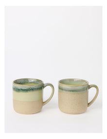 Esperance Celadon Wiped Edge Mug Set of 2 in Green