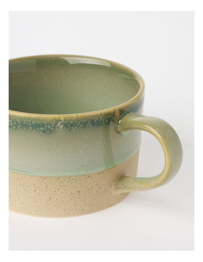 Esperance Celadon Wiped Edge Soup Mug in Green
