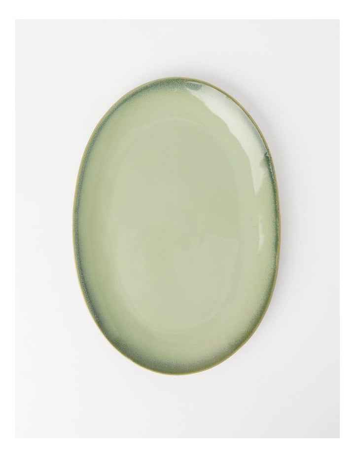 Esperance Celadon Wiped Edge Oval Platter in Green