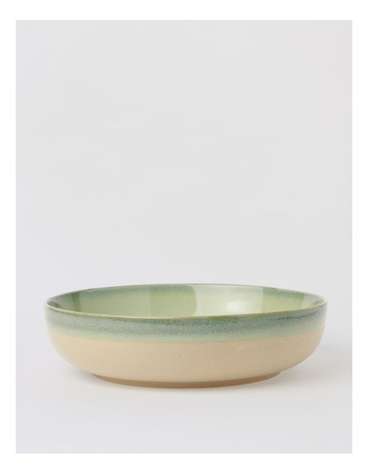 Esperance Celadon Wiped Edge Shallow Bowl Large in Green
