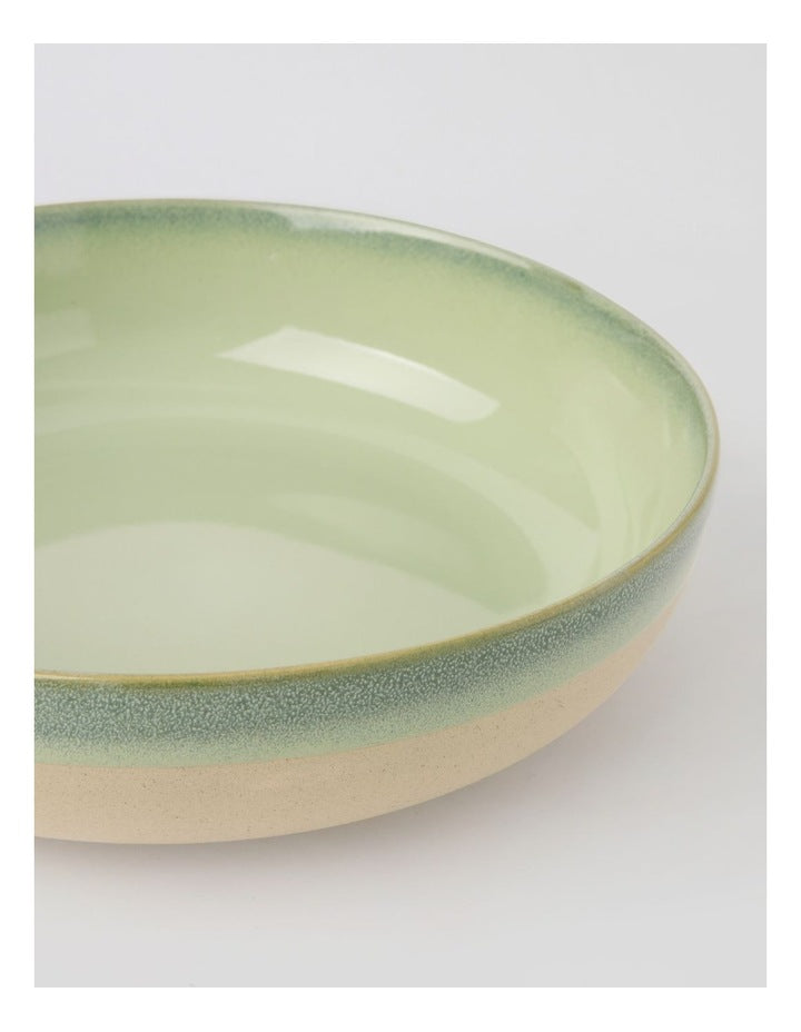 Esperance Celadon Wiped Edge Shallow Bowl Large in Green