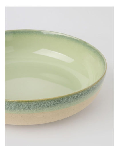 Esperance Celadon Wiped Edge Shallow Bowl Large in Green