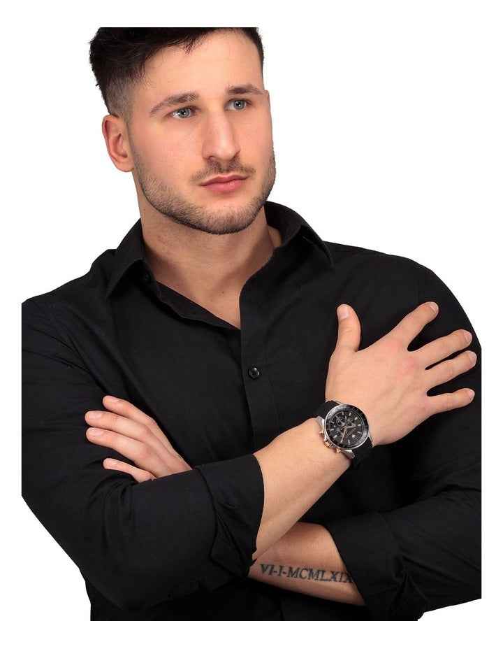 Sfida Stainless Steel Chronograph Watch in Black