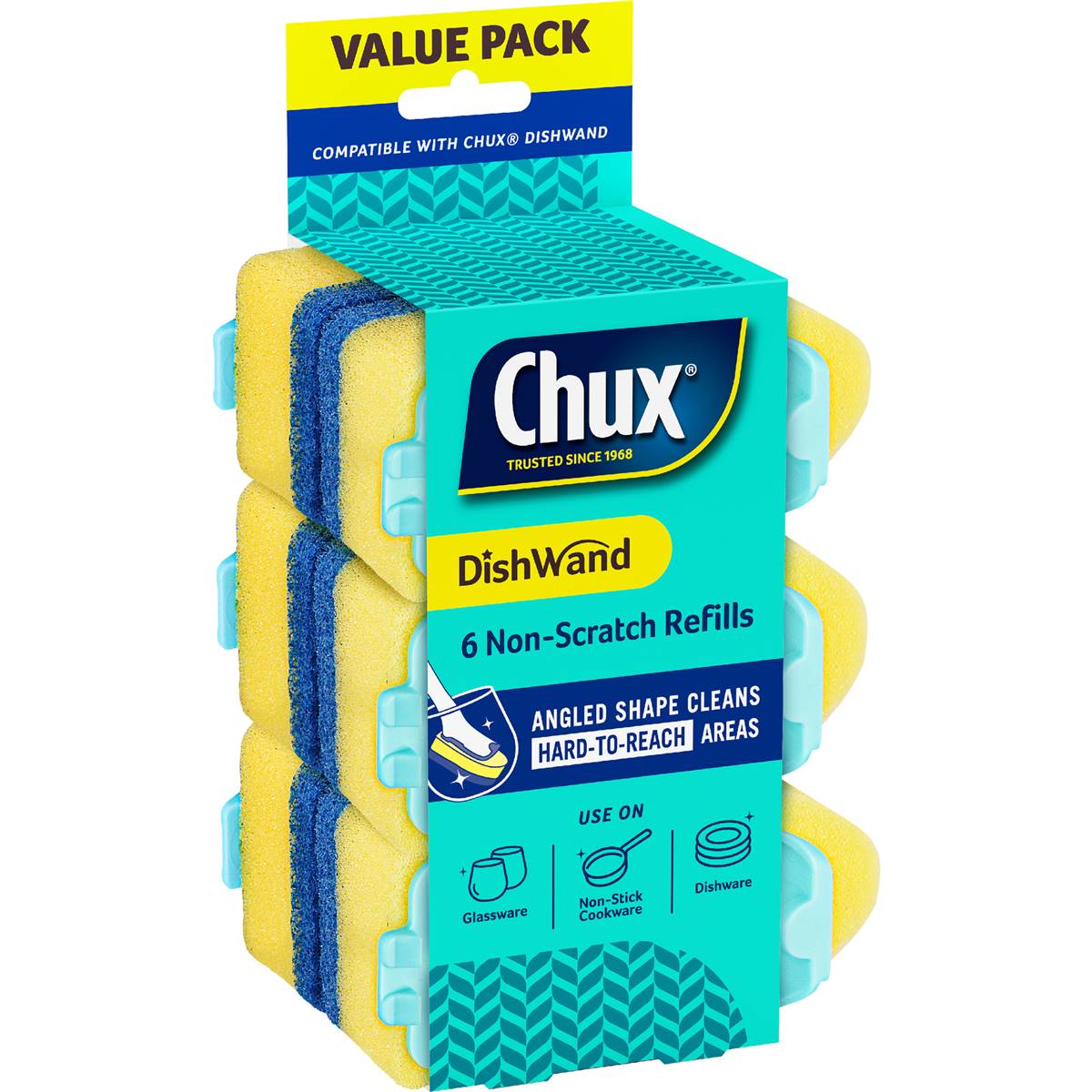 Chux Dishwand Non Scratch Refills 6 Pack