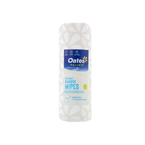 OATES EARTHLY REUSABLE BAMBOO WIPES 10 PACK
