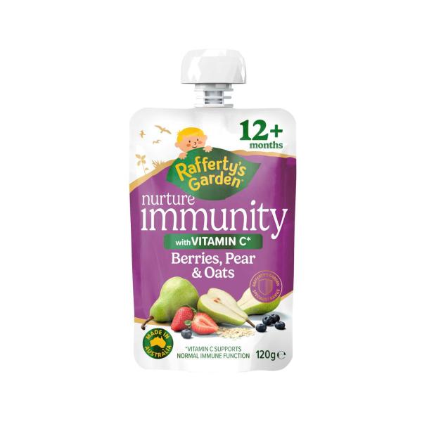 RAFFERTYS GARDEN NURTURE IMMUNITY BERRIES PEAR & OATS 12M+ 120G