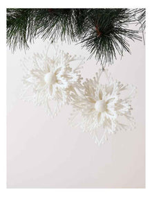 Luxe Christmas Glitter Plastic Set of 2 Layered Snowflake 14cm in White