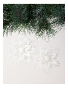 Luxe Christmas Glitter Plastic Set of 2 Layered Snowflake 14cm in White