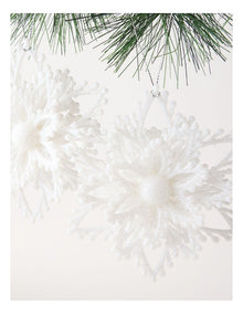 Luxe Christmas Glitter Plastic Set of 2 Layered Snowflake 14cm in White