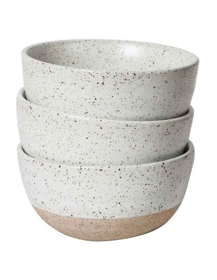 10cm Natural Home Condiment Bowls 3 Pack in White Speckle