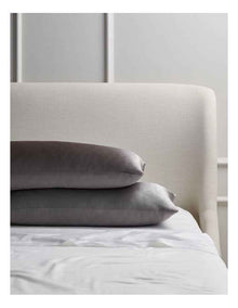 Silk Front Pillowcase Pair in Charcoal