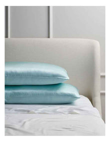 Silk Front Pillowcase Pair in Sky Blue
