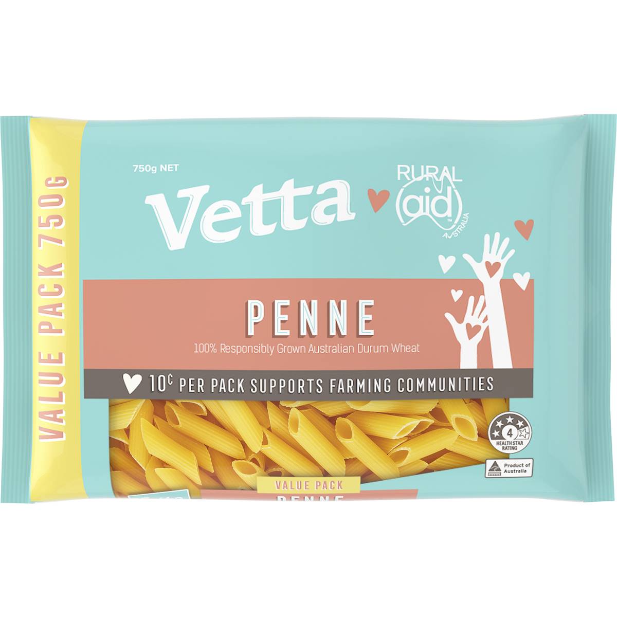 Vetta Rural Aid Penne Pasta Value Pack 750g