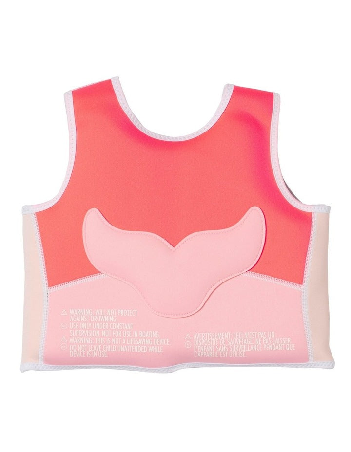 Melody the Mermaid Swim Vest 2-3 in Neon Strawberry
