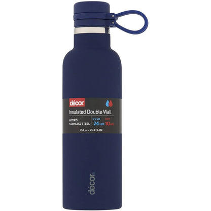 Decor Hydro Stainless Steel Water Drink Bottle 750mL Assorted each