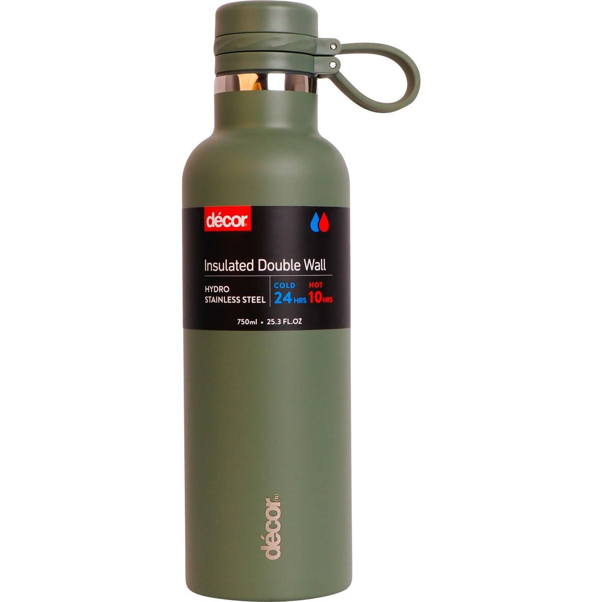 Decor Hydro Stainless Steel Water Drink Bottle 750mL Assorted each