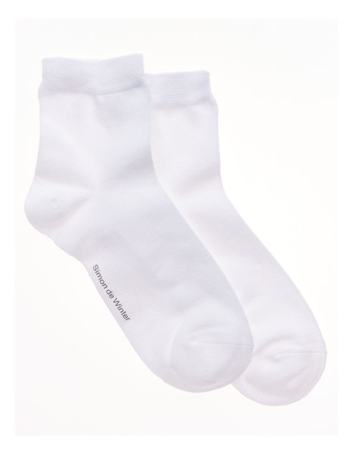 Plain Half Crew Socks 2 Pack in White