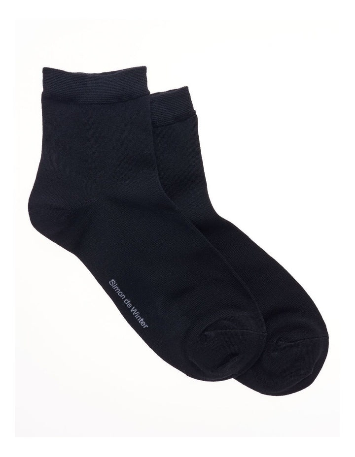 Plain Half Crew Socks 2 Pack in Black