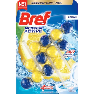 Bref Power Active Juicy Lemon Toilet Cleaner Block 50g x 3 pack