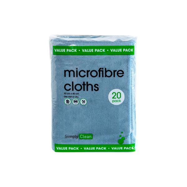 SIMPLY CLEAN MICROFIBRE CLEANING CLOTHS 20 PACK