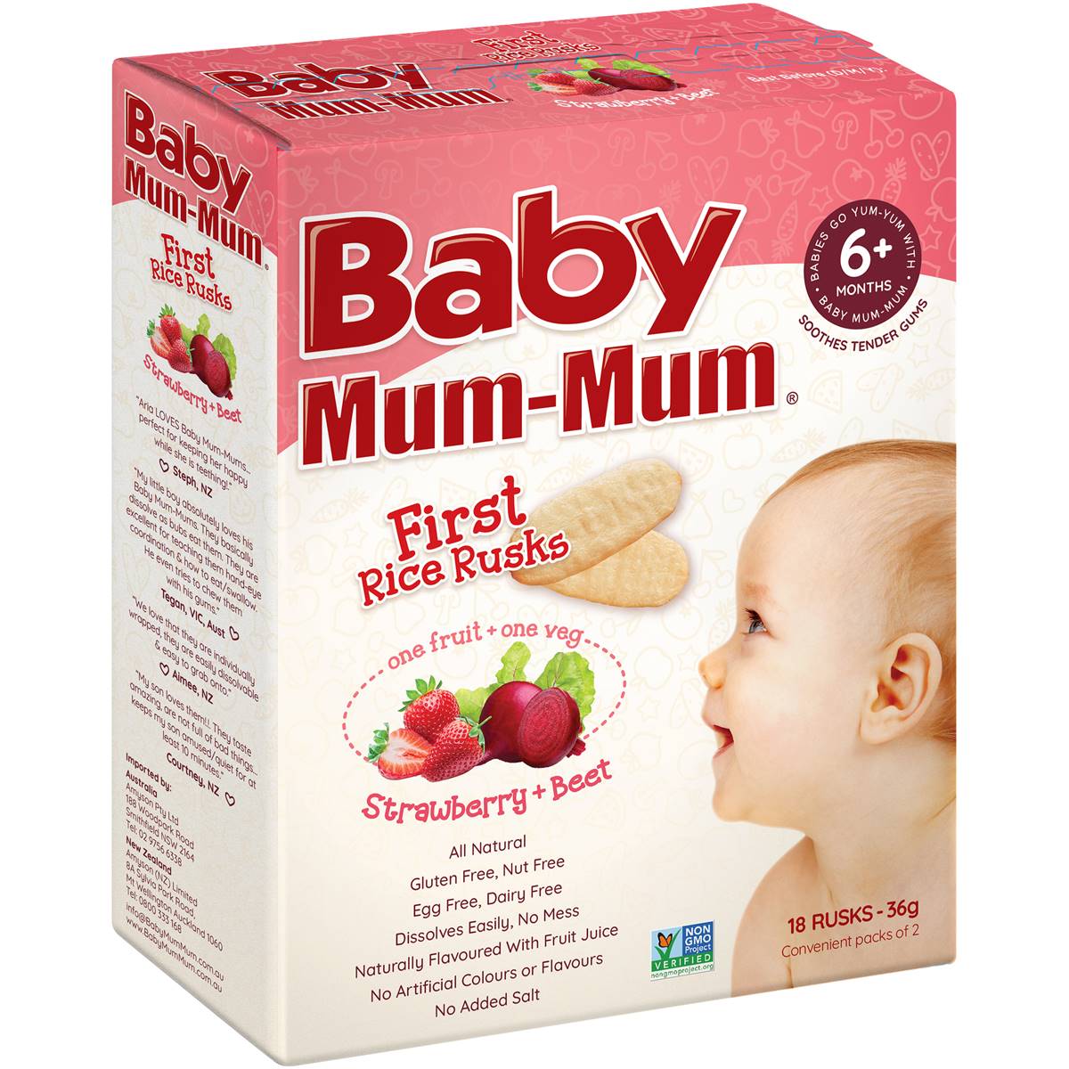 Baby Mum-Mum Strawberry & Beetroot Rusks 18 pack