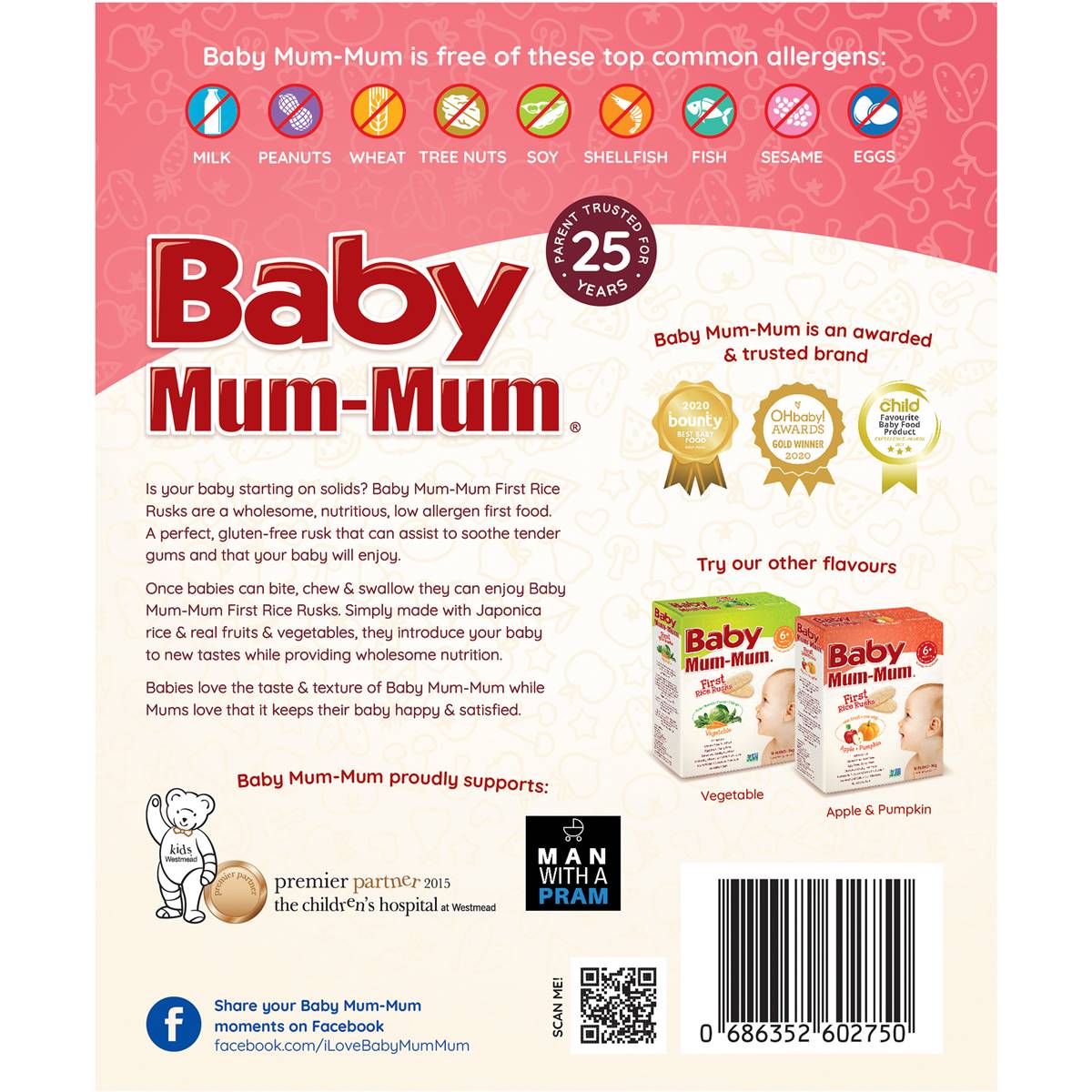 Baby Mum-Mum Strawberry & Beetroot Rusks 18 pack
