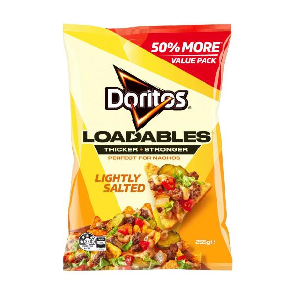 DORITOS LOADABLE CORN CHIPS 255G:LIGHTLY SALTED:.:255 GRAM