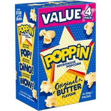 Poppin Microwave Popcorn Butter Flavour 100g x4 Pack