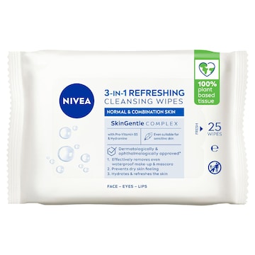 Nivea Refreshing Biodegradable Face Cleansing Makeup Wipes 25 pack