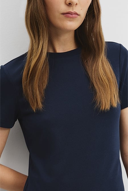 Australian Cotton Blend Fitted T-Shirt