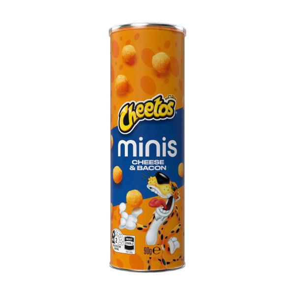 CHEETOS MINIS CHEESE SNACKS SHARE CANISTER CHEESE & BACON 90G