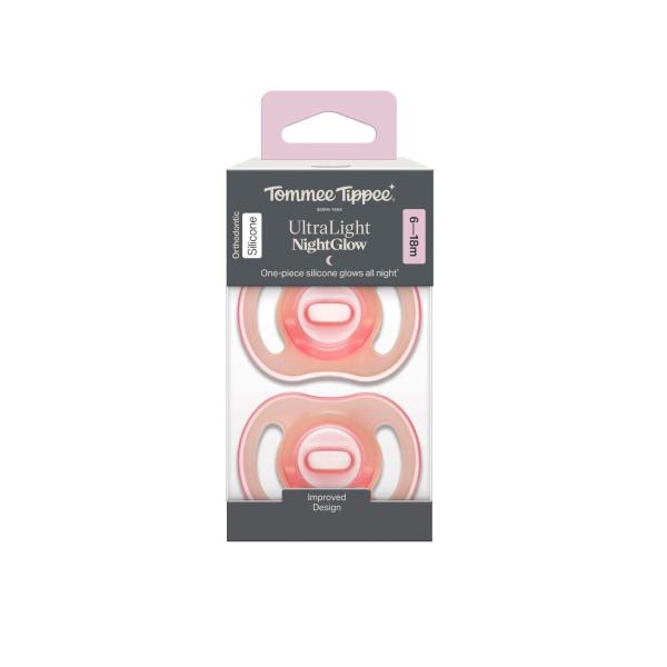 TOMMEE TIPPEE ULTRALIGHT NIGHT SOOTHER 6-18M 2PK