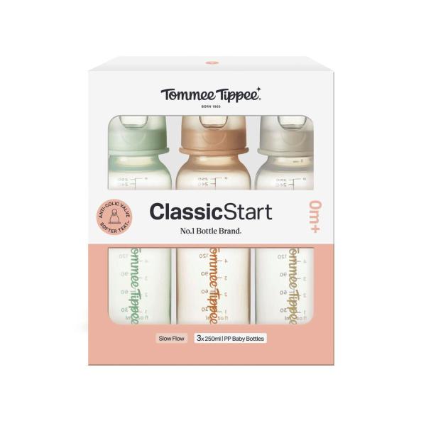 TOMMEE TIPPEE NARROW NECK 250ML BOTTLES 0M+ 3PK