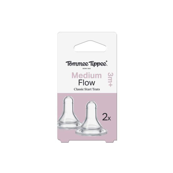 TOMMEE TIPPEE NARROW NECK MEDIUM FLOW TEAT 3M+ 2PK