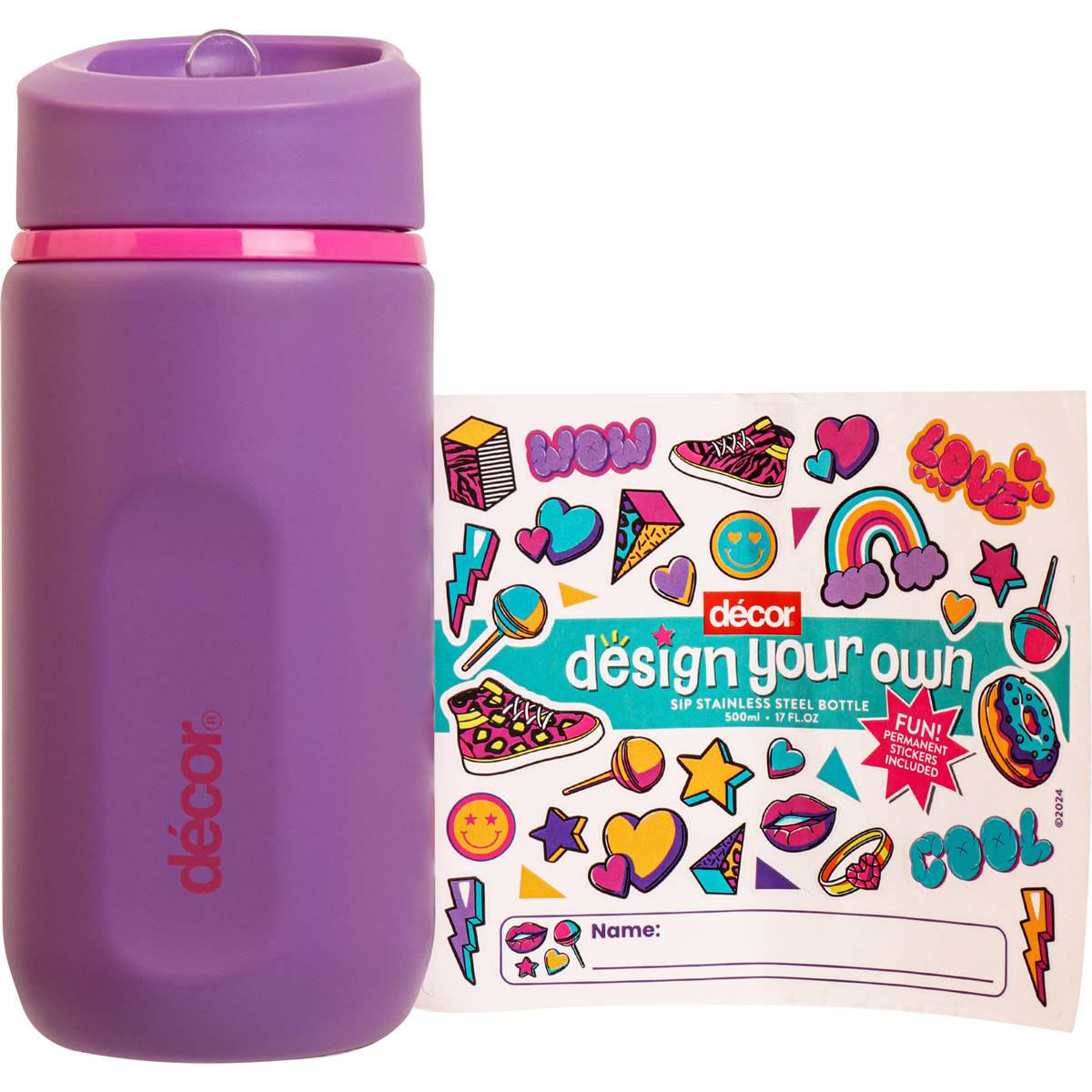 Decor Junior Sip Kids Water Drink Bottle 500mL Assorted each