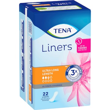 TENA Incontinence Liners Ultimate Coverage Ultra Long 22 pack