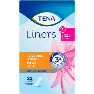 TENA Incontinence Liners Ultimate Coverage Ultra Long 22 pack