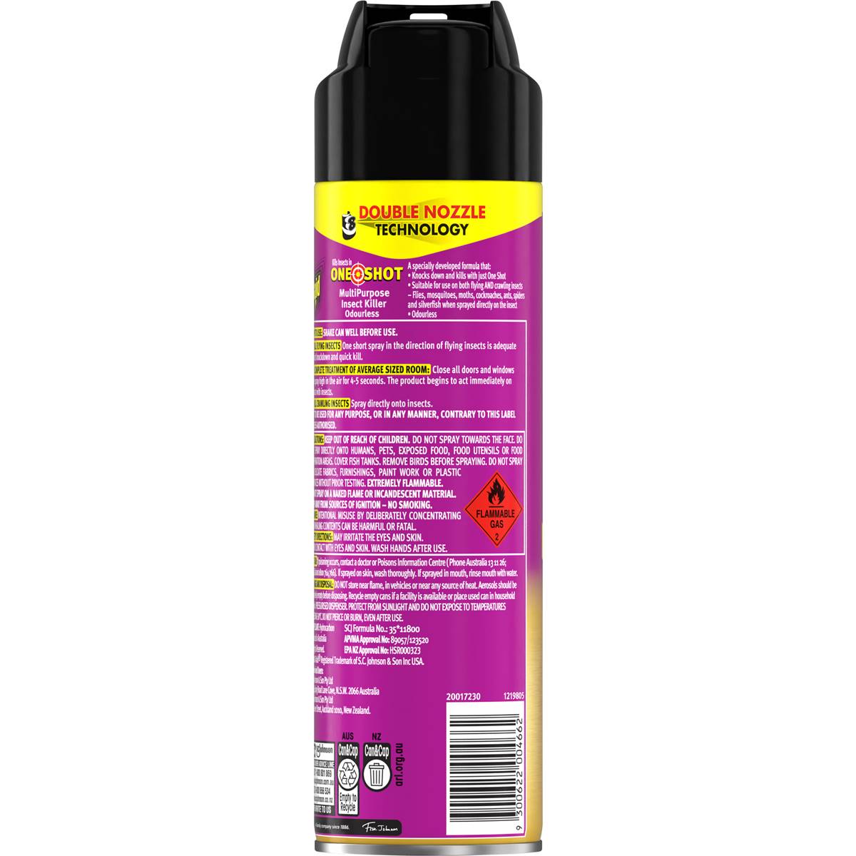 Raid One Shot Multipurpose Insect Killer Spray Odourless 320g