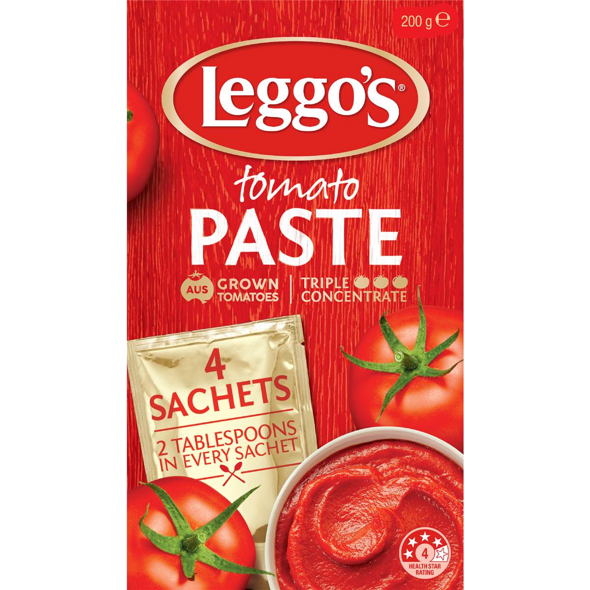 Leggo's Australian Grown Tomato Paste Triple Concentrate Sachet 50g x 4 pack