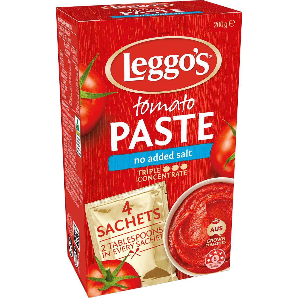 Leggo's Australian Grown Tomato Paste No Added Salt 50g x 4 pack