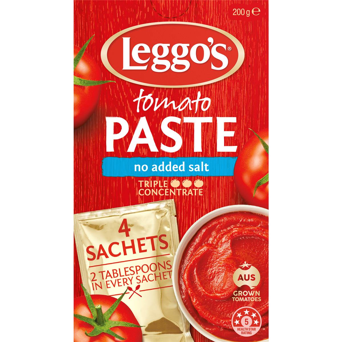 Leggo's Australian Grown Tomato Paste No Added Salt 50g x 4 pack