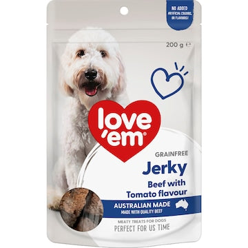 Love'em Grain Free Dog Treats Beef Jerky With Tomato 200g