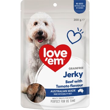 Love'em Grain Free Dog Treats Beef Jerky With Tomato 200g