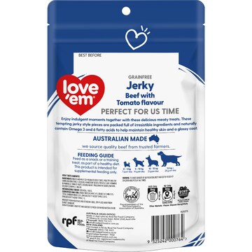 Love'em Grain Free Dog Treats Beef Jerky With Tomato 200g