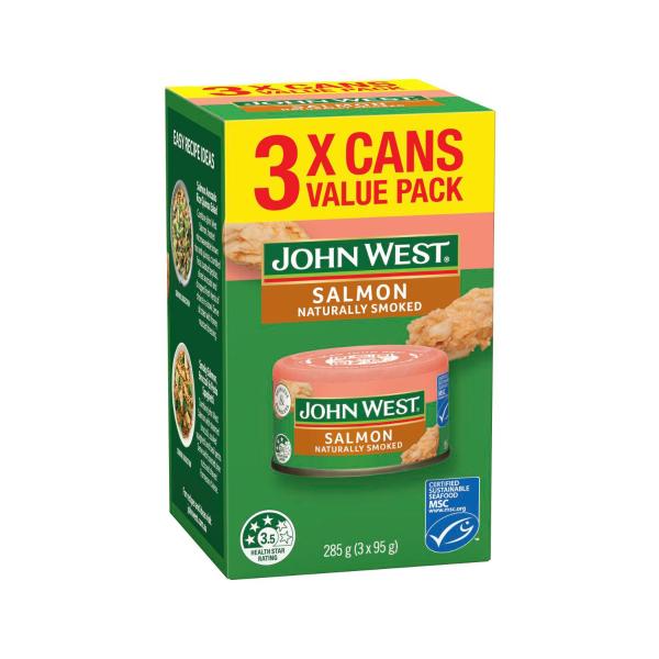 JOHN WEST SALMON NATURALLY SMOKED 3PK