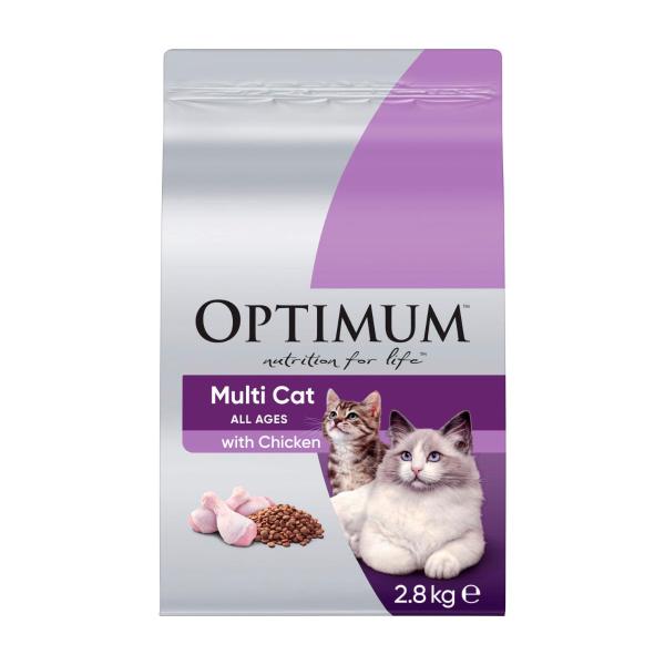 OPTIMUM DRY CAT FOOD MULTICAT CHICKEN 2.8 KG