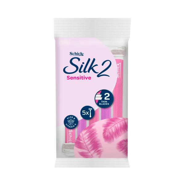 SCHICK SILK 2 SENSITIVE DISPOSABLE RAZOR 5 PACK